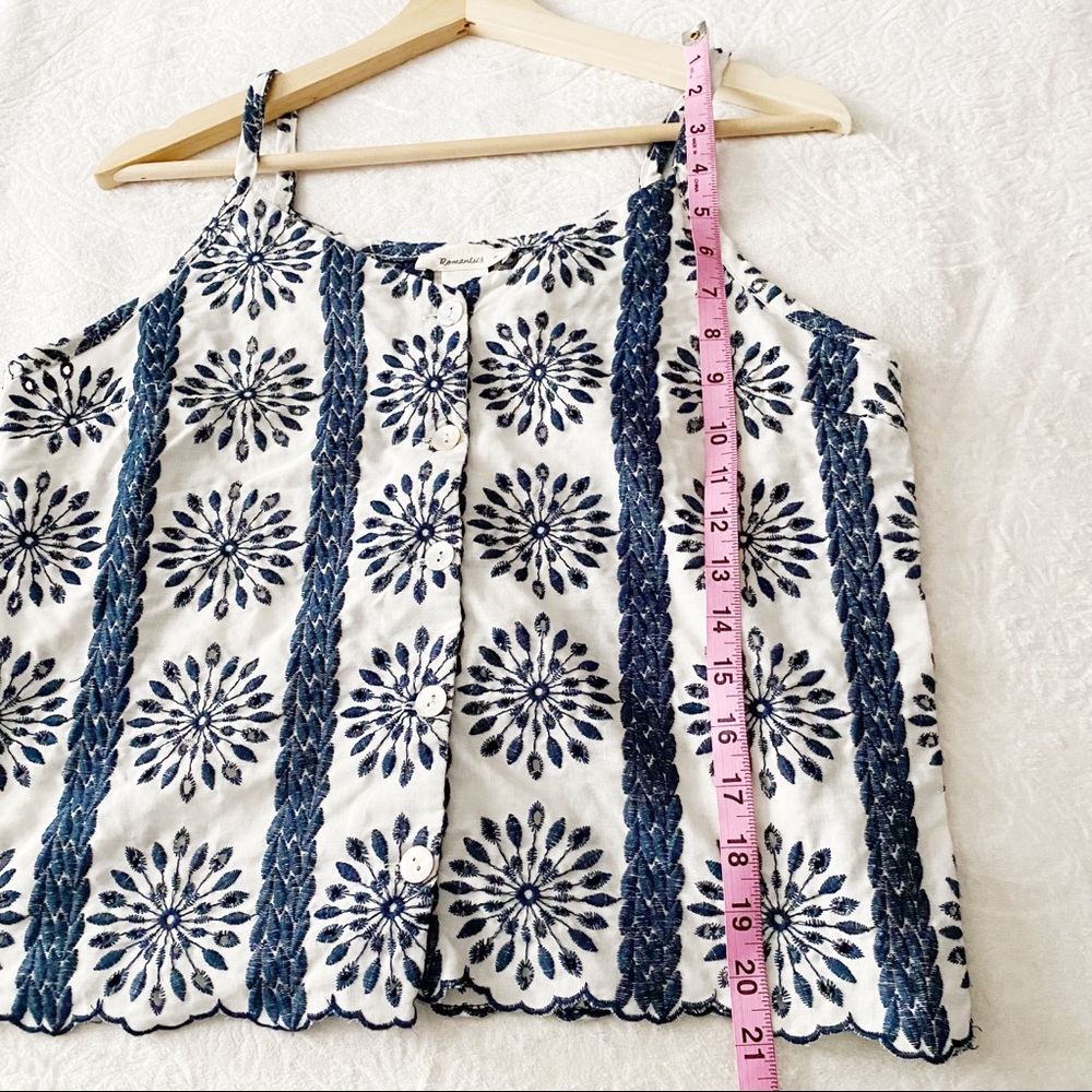 Pretty Eyelet Lace & Embroidered Button Down Camisole - Picture 5 of 9